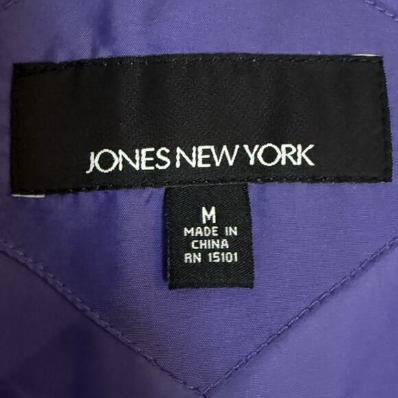 Jones New York Down Puffer Coat Jacket Sz M Womens Lavender Gray Faux Fur Collar - Picture 8 of 10